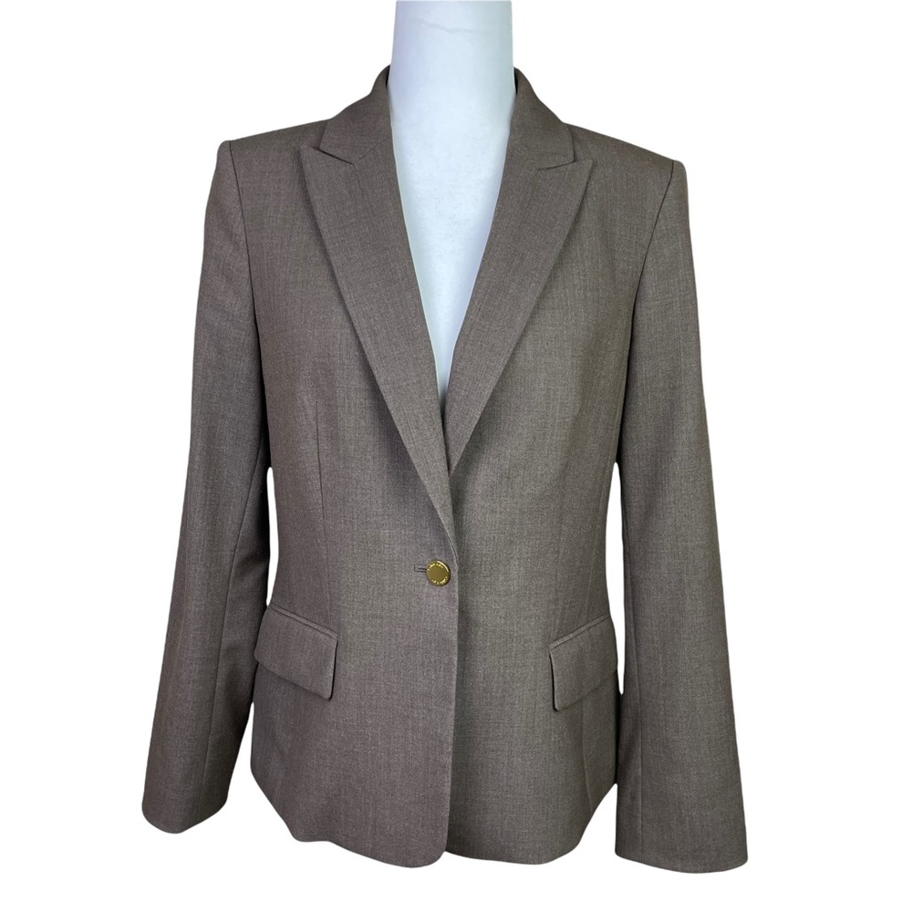 Calvin Klein Heathered Brown Stretch Single Breasted Blazer Jacket 10